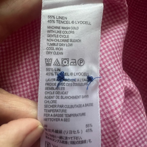 Tommy Bahama Shirt Mens XXL Pink Gingham Linen Blend Lightweight Casual - MINT - Picture 11 of 12